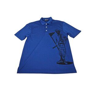 Tattoo Golf Skeleton Skull Polo Shirt Men's Medium Royal Blue